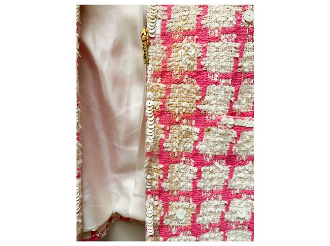 Chanel Paradejacke 95 Claudia schiffer Pink Weiß Beige - Ansicht 11