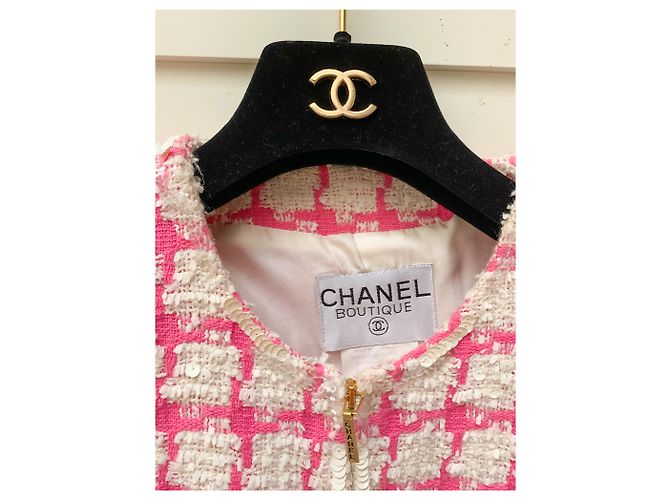 Chanel Paradejacke 95 Claudia schiffer Pink Weiß Beige - Ansicht 3