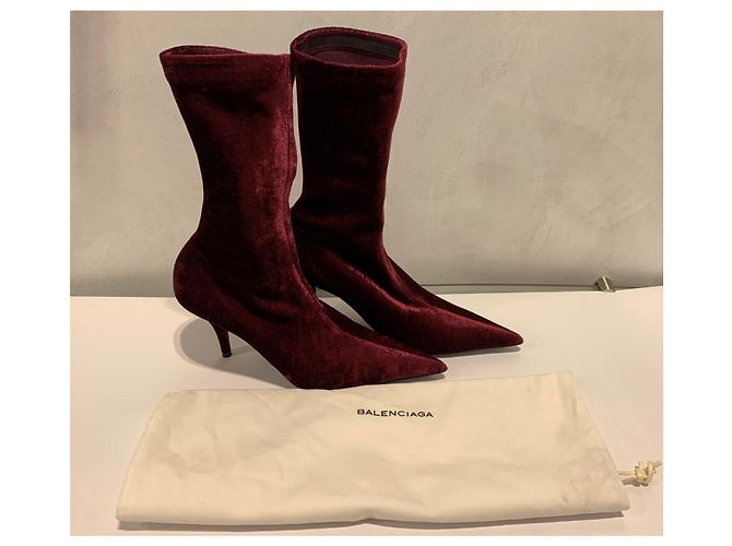 Balenciaga Messer Samt Stiefeletten Lila - Ansicht 12