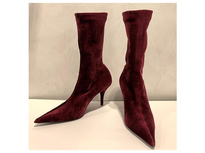 Balenciaga Messer Samt Stiefeletten Lila - Ansicht 7
