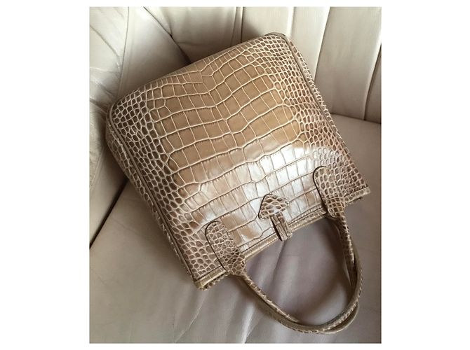 Longchamp BORSA CROCO BISCUIT SHAKED in pelle di vitello Beige - vista 2