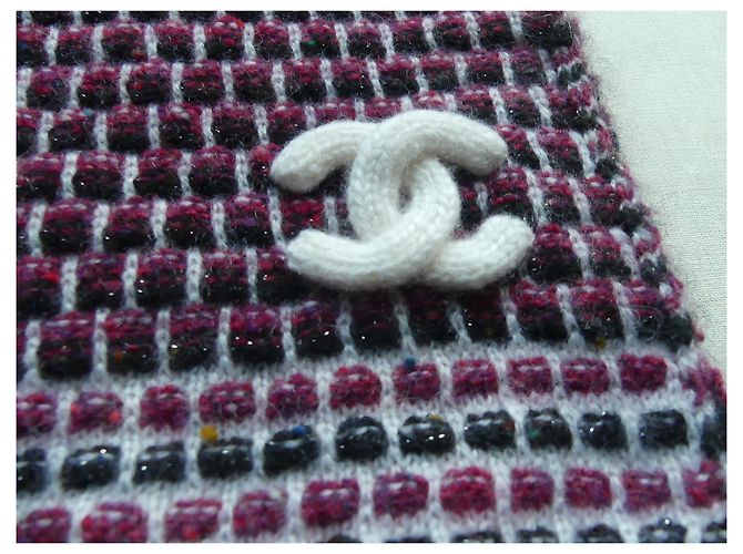 Sciarpa lunga Chanel viola cashmere viscosa metallizzata Porpora - vista 4