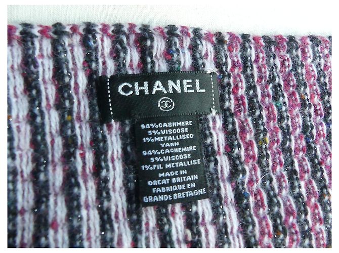Sciarpa lunga Chanel viola cashmere viscosa metallizzata Porpora - vista 5