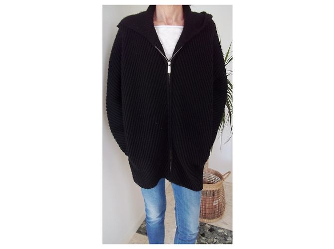 Barbara Bui Strickjacke aus Wolle mit Kapuze Schwarz - Ansicht 3
