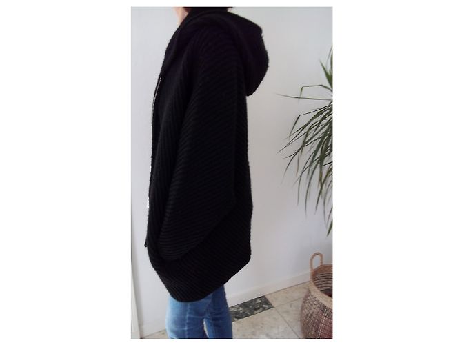 Barbara Bui Strickjacke aus Wolle mit Kapuze Schwarz - Ansicht 5