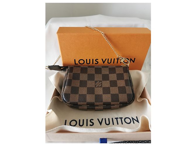 Accesorios Louis Vuitton Mini Pochette Damier Ebene Gold hardware - vista 11