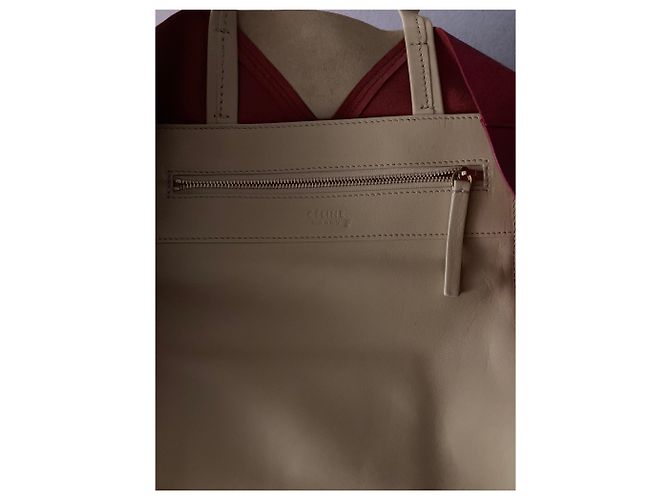 Big Bag Céline Zweifarbige Herz-Einkaufstasche aus Lammfell Rot - Ansicht 4