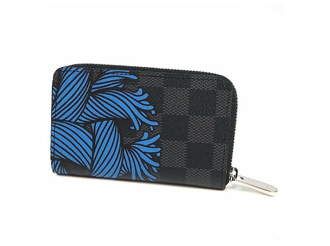 LOUIS VUITTON Christopher Nemeth Portamonete Zippy Portamonete da uomo N41687 corda blu - vista 2