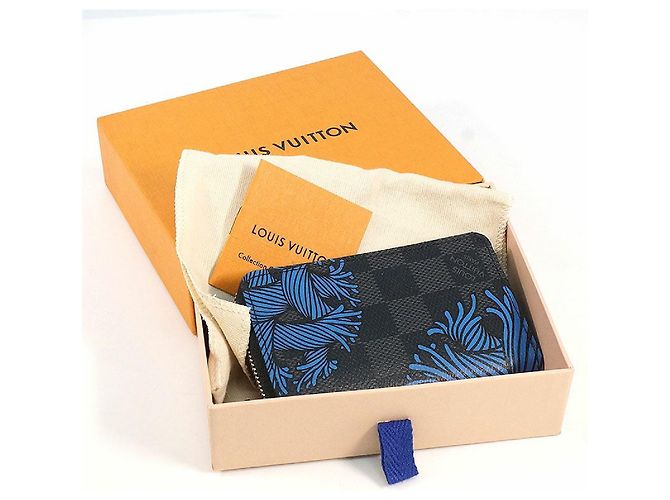 LOUIS VUITTON Christopher Nemeth Portamonete Zippy Portamonete da uomo N41687 corda blu - vista 6