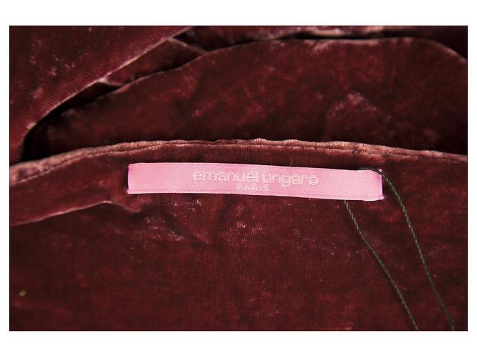 Emanuel Ungaro bordeaux piume frange velour sera lunga sciarpa scialle avvolgere - vista 3