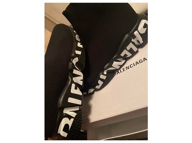 Balenciaga Speed graffiti Sneaker schwarz Stoff - Ansicht 2