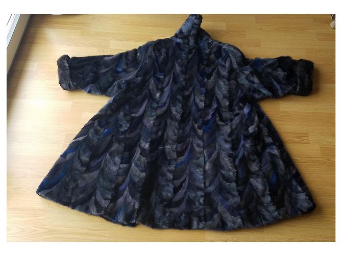Autre Marque Abrigo largo de piel MELYFURS patchwork de visón gris azul Gris antracita - vista 2