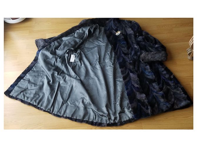 Autre Marque Abrigo largo de piel MELYFURS patchwork de visón gris azul Gris antracita - vista 3