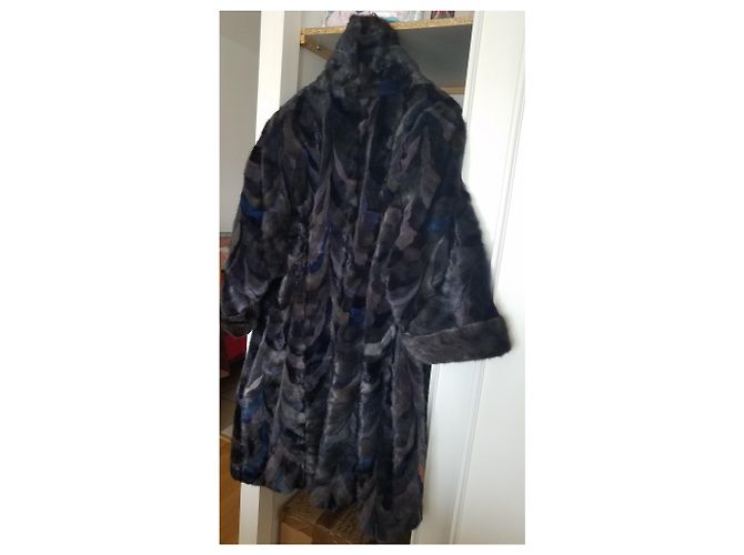 Autre Marque Abrigo largo de piel MELYFURS patchwork de visón gris azul Gris antracita - vista 5