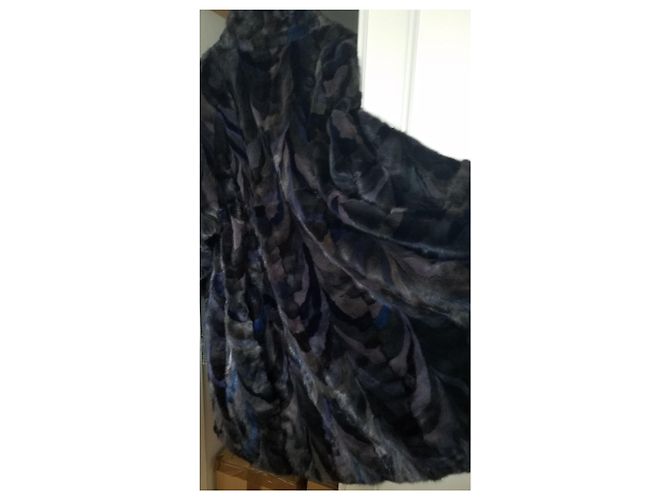 Autre Marque Abrigo largo de piel MELYFURS patchwork de visón gris azul Gris antracita - vista 6