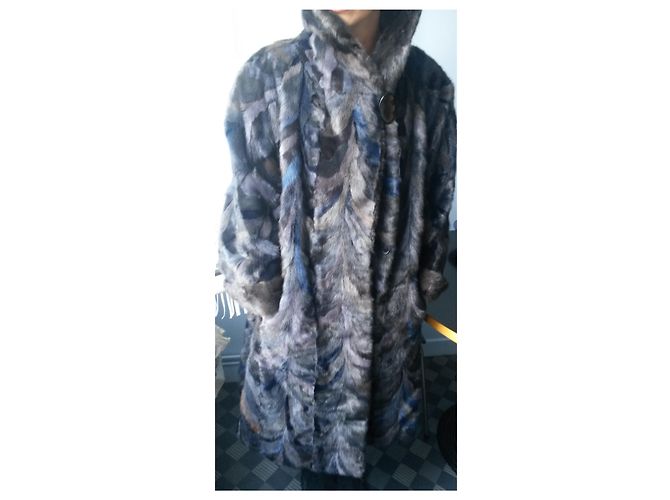 Autre Marque Abrigo largo de piel MELYFURS patchwork de visón gris azul Gris antracita - vista 7