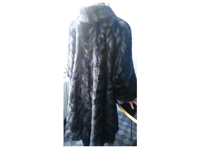 Autre Marque Abrigo largo de piel MELYFURS patchwork de visón gris azul Gris antracita - vista 8