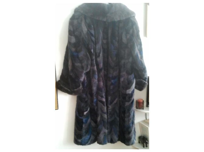 Autre Marque Abrigo largo de piel MELYFURS patchwork de visón gris azul Gris antracita - vista 9