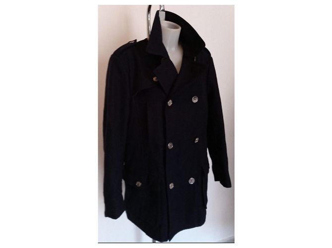 Autre Marque Navy blue lined-breasted jacket coat Dark blue - view 7