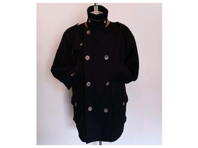 Autre Marque Navy blue lined-breasted jacket coat Dark blue - view 8