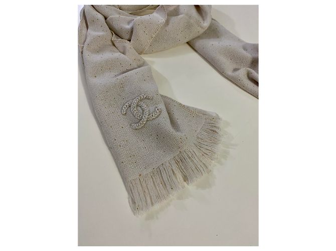 Chanel Kaschmir und Seide gestohlen Weiß - Ansicht 2