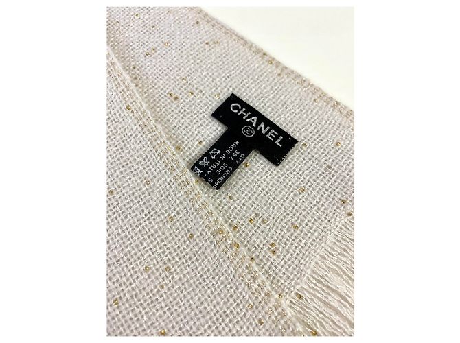 Chanel Kaschmir und Seide gestohlen Weiß - Ansicht 5