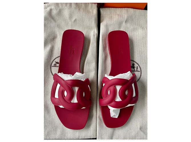 Hermès Sandali in gomma Aloha in Rose Baie Bordò - vista 4