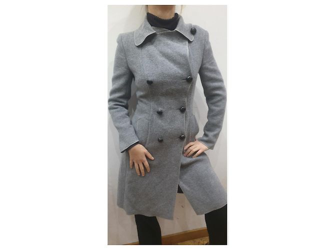 Abrigo sportmax gris con botonadura forrada - vista 9