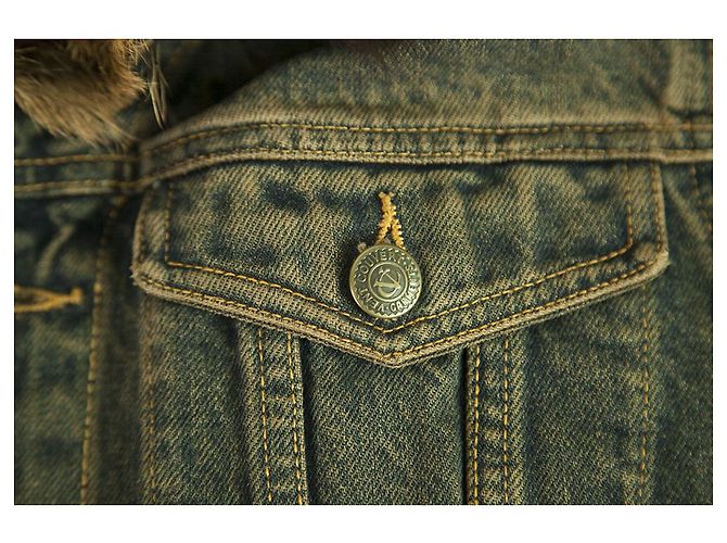 Ventcouvert Vent Couvert Jeans Blue Denim Jacket w. Fur Cuffs Collar Trim size 3 - view 4