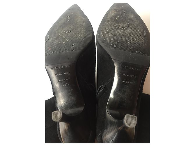 Botas Sergio Rossi de camurça preta de bico fino meia panturrilha Preto - vista 4