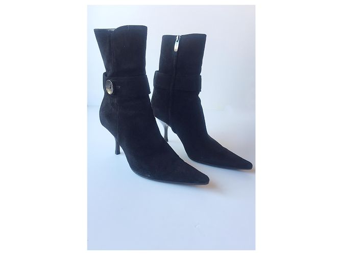 Botas Sergio Rossi de camurça preta de bico fino meia panturrilha Preto - vista 5