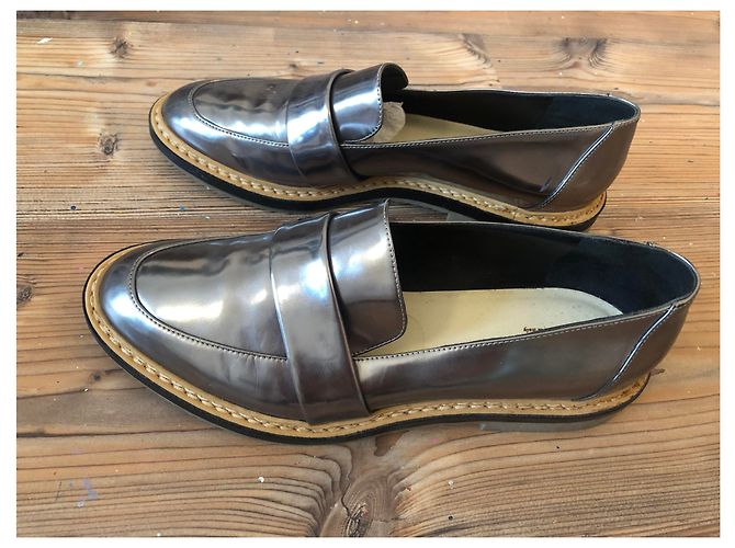 Autre Marque Grey Mer Leder Loafer Silber Grösse 40 - Ansicht 2