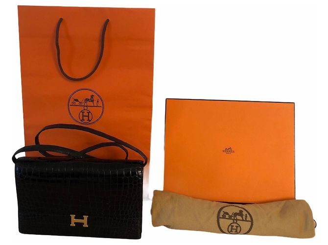 Lydie Hermès Borsa Hermes Annie in coccodrillo nero - vista 11