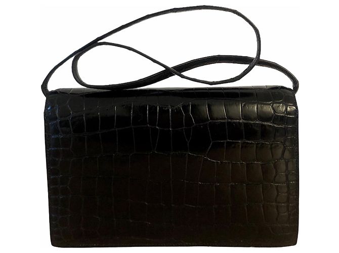 Lydie Hermès Borsa Hermes Annie in coccodrillo nero - vista 4