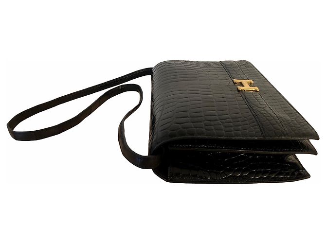 Lydie Hermès Borsa Hermes Annie in coccodrillo nero - vista 6