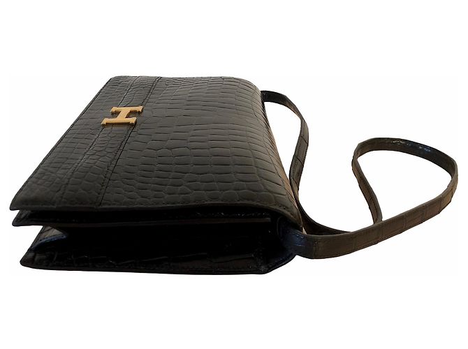 Lydie Hermès Borsa Hermes Annie in coccodrillo nero - vista 7