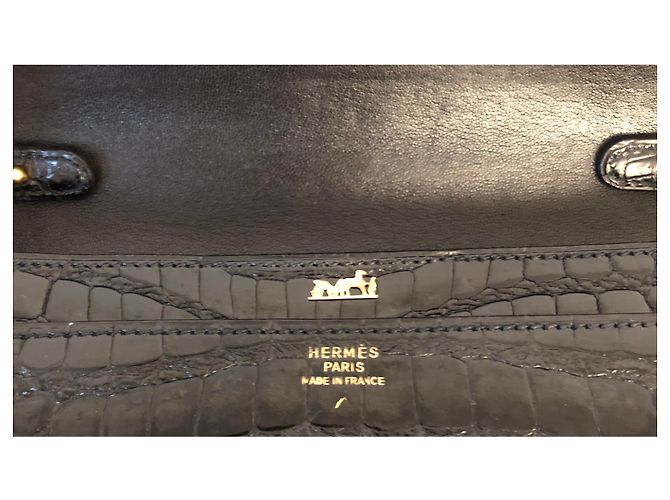 Lydie Hermès Borsa Hermes Annie in coccodrillo nero - vista 8