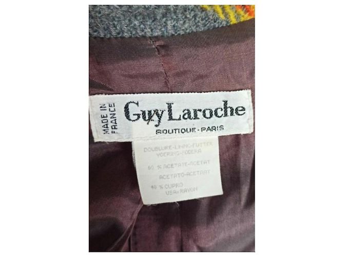 Vintage Guy Laroche giacca blazer check Nero Arancione Grigio - vista 2