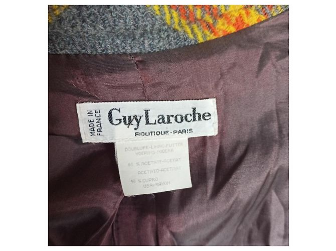 Vintage Guy Laroche giacca blazer check Nero Arancione Grigio - vista 5