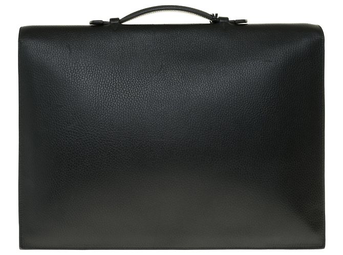 Sac à dépêches Splendida borsa Hermès da uomo Borsa Dispatch in pelle togo nera personalizzata con coccodrillo nero - vista 2