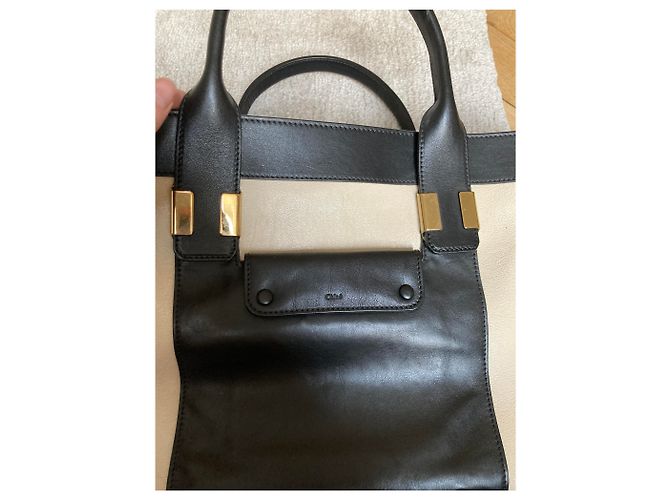 Borsa a mano Chloé Alice in pelle nero e bianco - vista 2