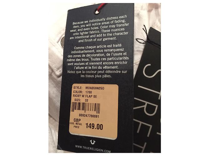 Vaqueros Ricky de True Religion, tamaño 32/34 unisexo Blanco - vista 7