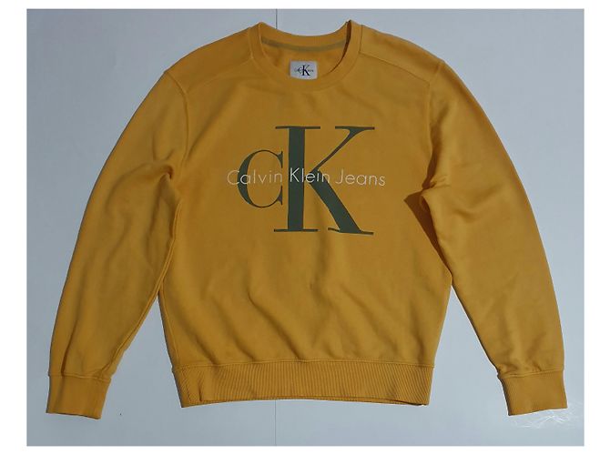 Calvin Klein Logo Sweatshirt Gelb Baumwolle M - Ansicht 3