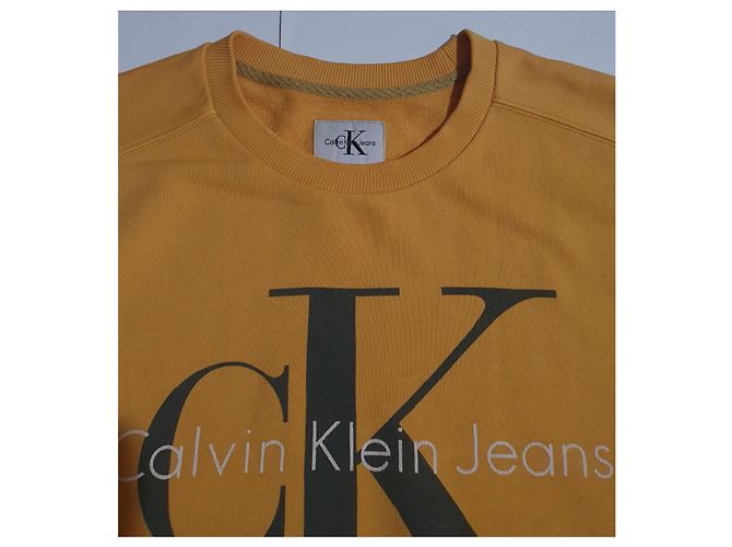 Calvin Klein Logo Sweatshirt Gelb Baumwolle M - Ansicht 5