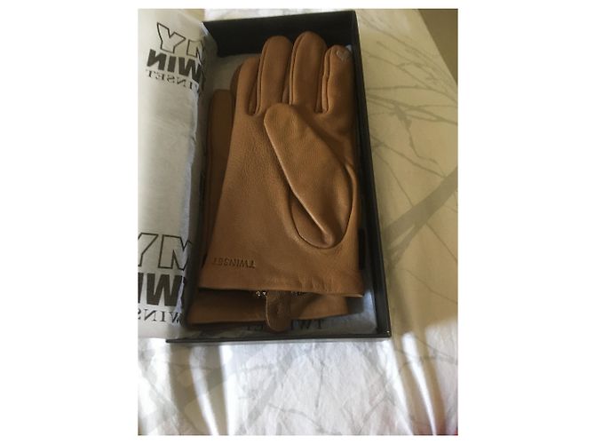 Twin Set Lambskin Gloves Caramel - view 3
