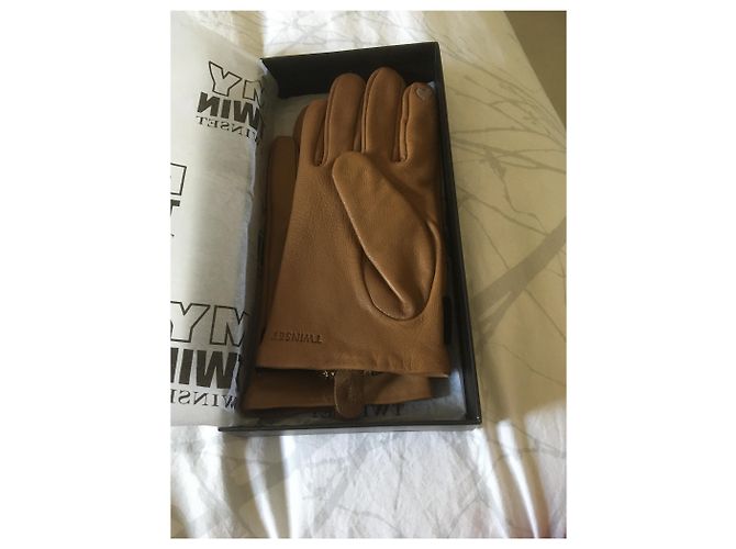 Twin Set Lambskin Gloves Caramel - view 4