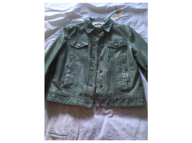 Pinko Lederjacke Hellblau und Silber - Ansicht 5