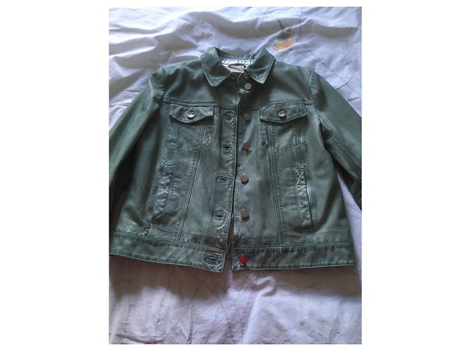 Pinko Lederjacke Hellblau und Silber - Ansicht 6