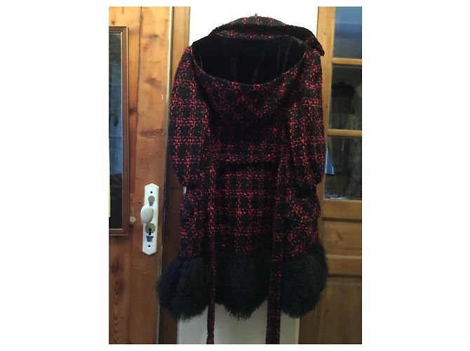 Nanette Lepore Wollmantel mit mongolischem Lammfell Mehrfarben - Ansicht 6