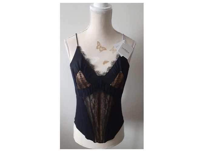 Bustier La Perla in seta e pizzo nero 85 B - vista 2
